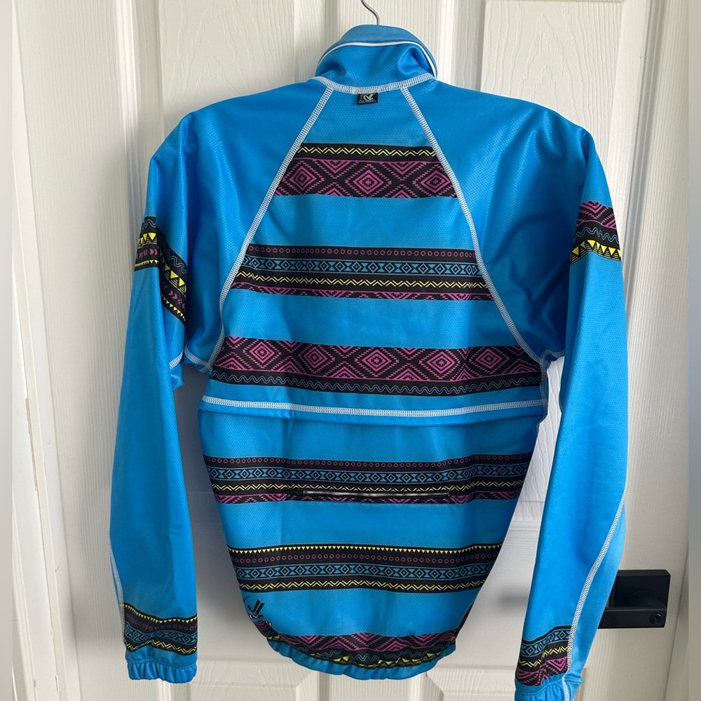 Cycling Jacket Blue Tribal Pattern - Picture 2 of 6